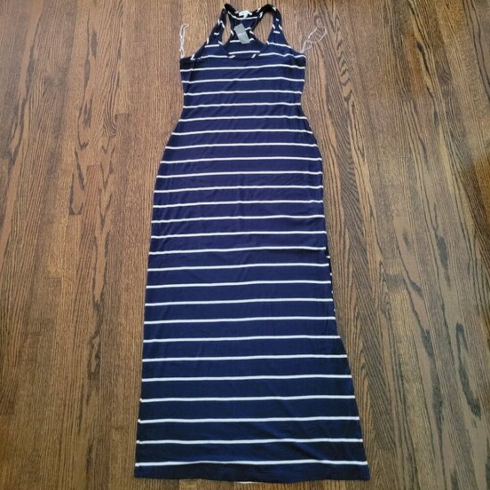 New Reitmans Maxi Dress Navy Blue White Striped Brand New NWT Womens Size XS - Picture 2 of 8